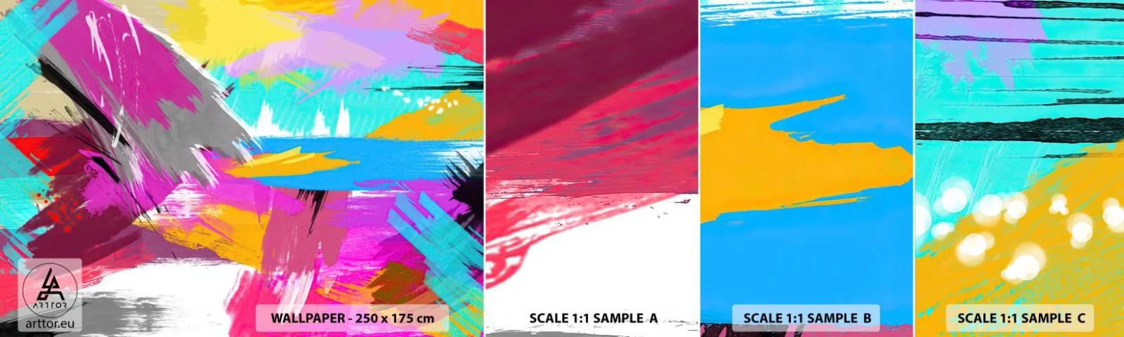 Mostră de Tapet Standard Eco - Mâzgălituri cu pensula - Abstracția, Bucată, Model modern - 100x30 cm