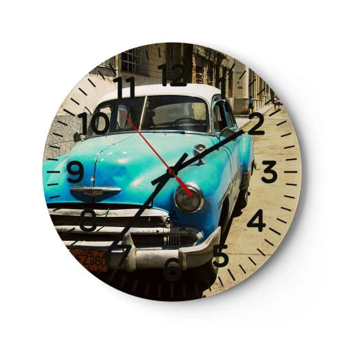 Ceas de perete - Ceas pe sticlă - Eviva Cuba! - 40x40 cm