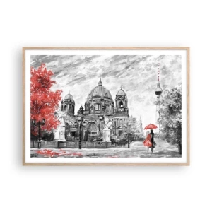 Poster în ramă de stejar deschis - Reuniune în Berlin - 100x70 cm