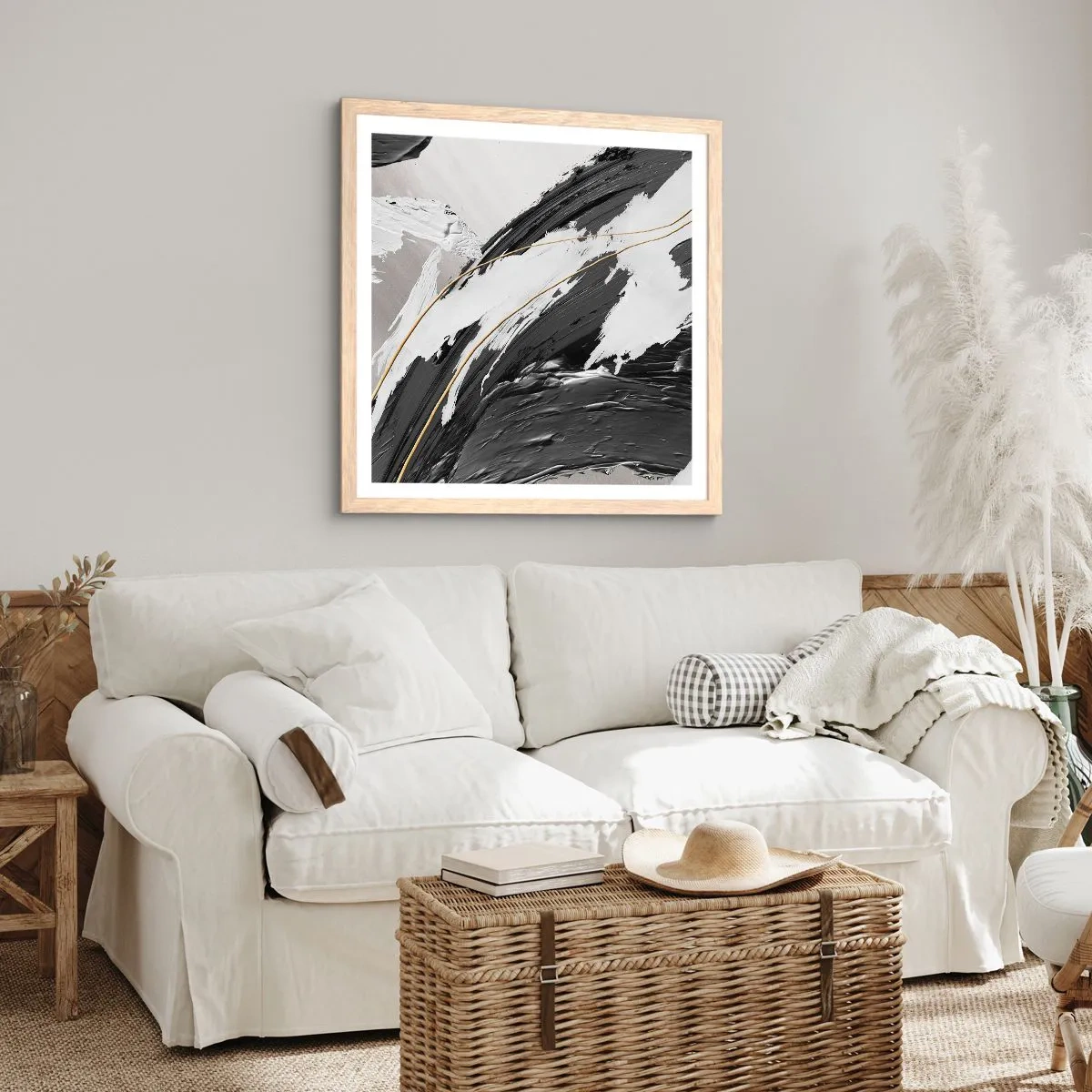 Poster în ramă de stejar deschis - Abstracție cu fler - 30x30 cm