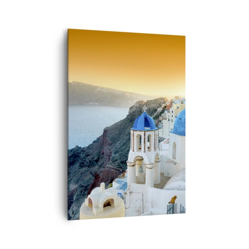 Tablou pe pânză - Santorini - îmbrățișat de stânci - 70x100 cm