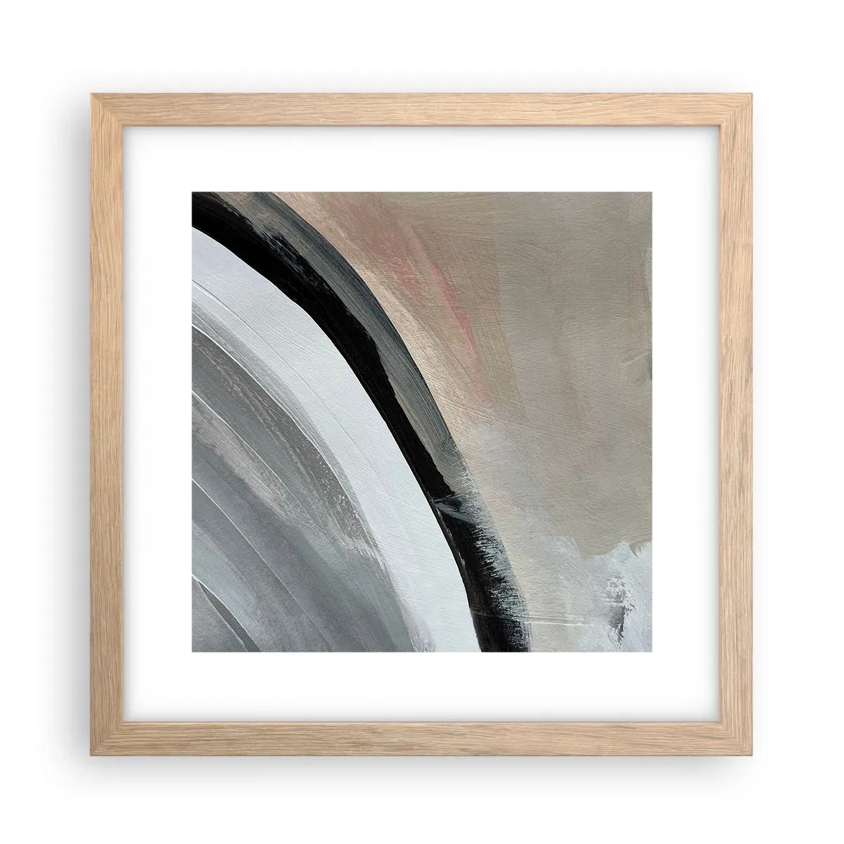 Poster în ramă de stejar deschis - Compoziție: arc de negru și gri - 30x30 cm