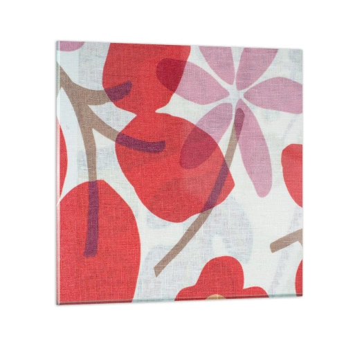 Tablou pe sticlă - Aranjament floral în roz - 30x30 cm