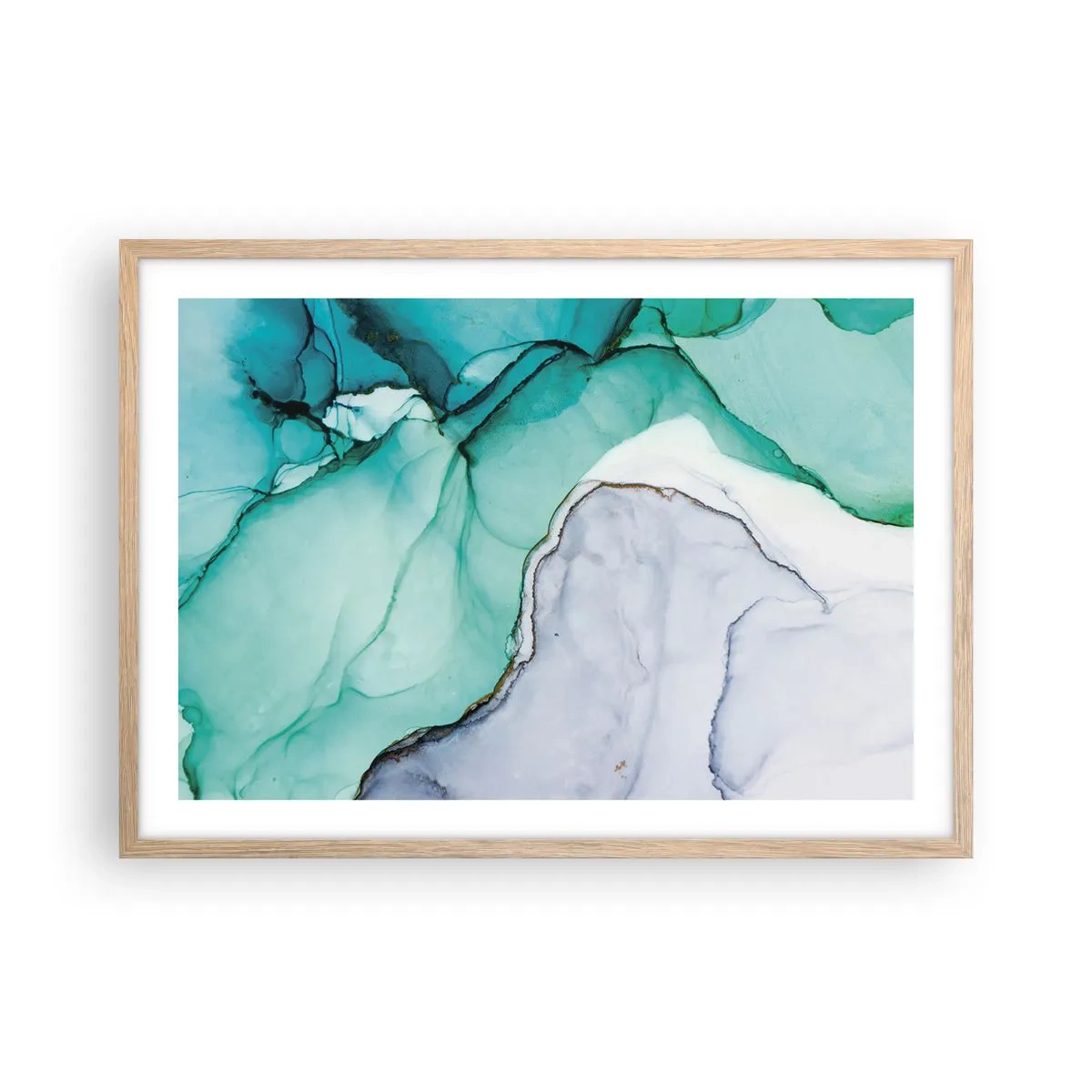 Poster în ramă de stejar deschis - Studiu în turcoaz - 70x50 cm