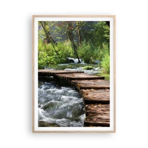 Poster în ramă de stejar deschis - Cascadă spumoasă - 70x100 cm