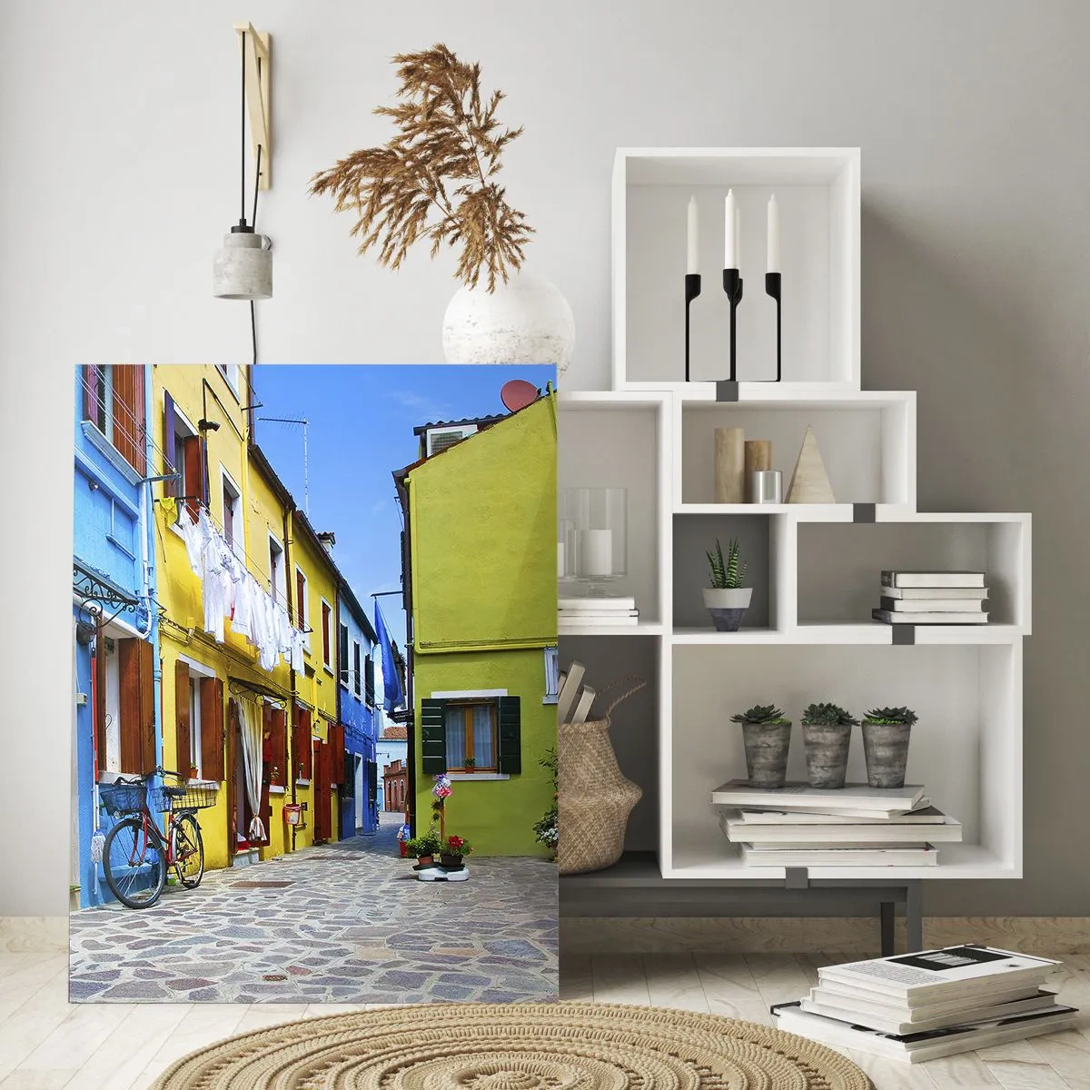 Tablou pe sticlă - La capătul străzii pastelate și dulci - 50x70 cm
