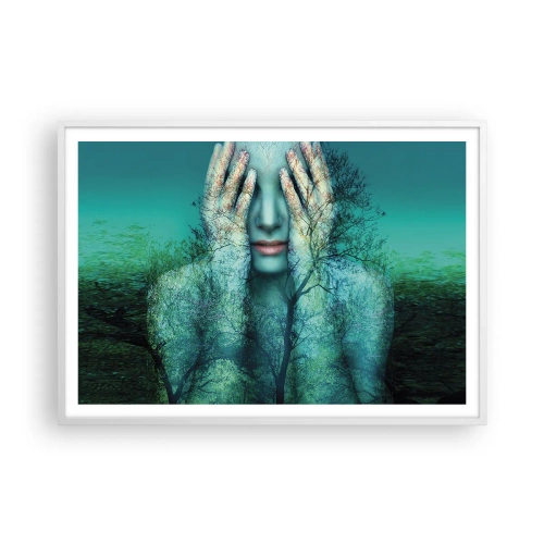 Poster în ramă albă - Scufundată în albastru - 100x70 cm