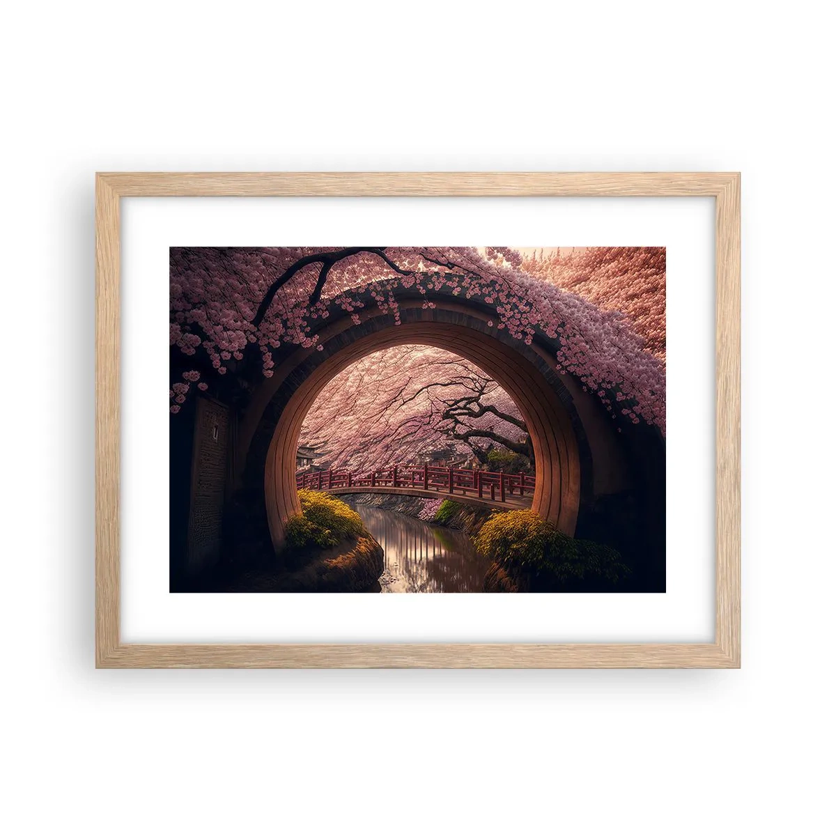 Poster în ramă de stejar deschis - Primăvara japoneză - 40x30 cm