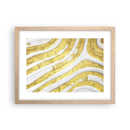 Poster în ramă de stejar deschis - Compoziția în alb și auriu - 40x30 cm