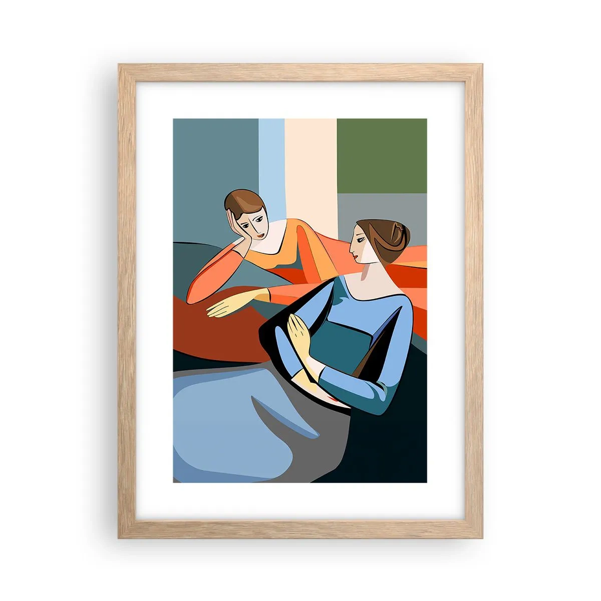 Poster în ramă de stejar deschis - Un moment de confidențe - 30x40 cm