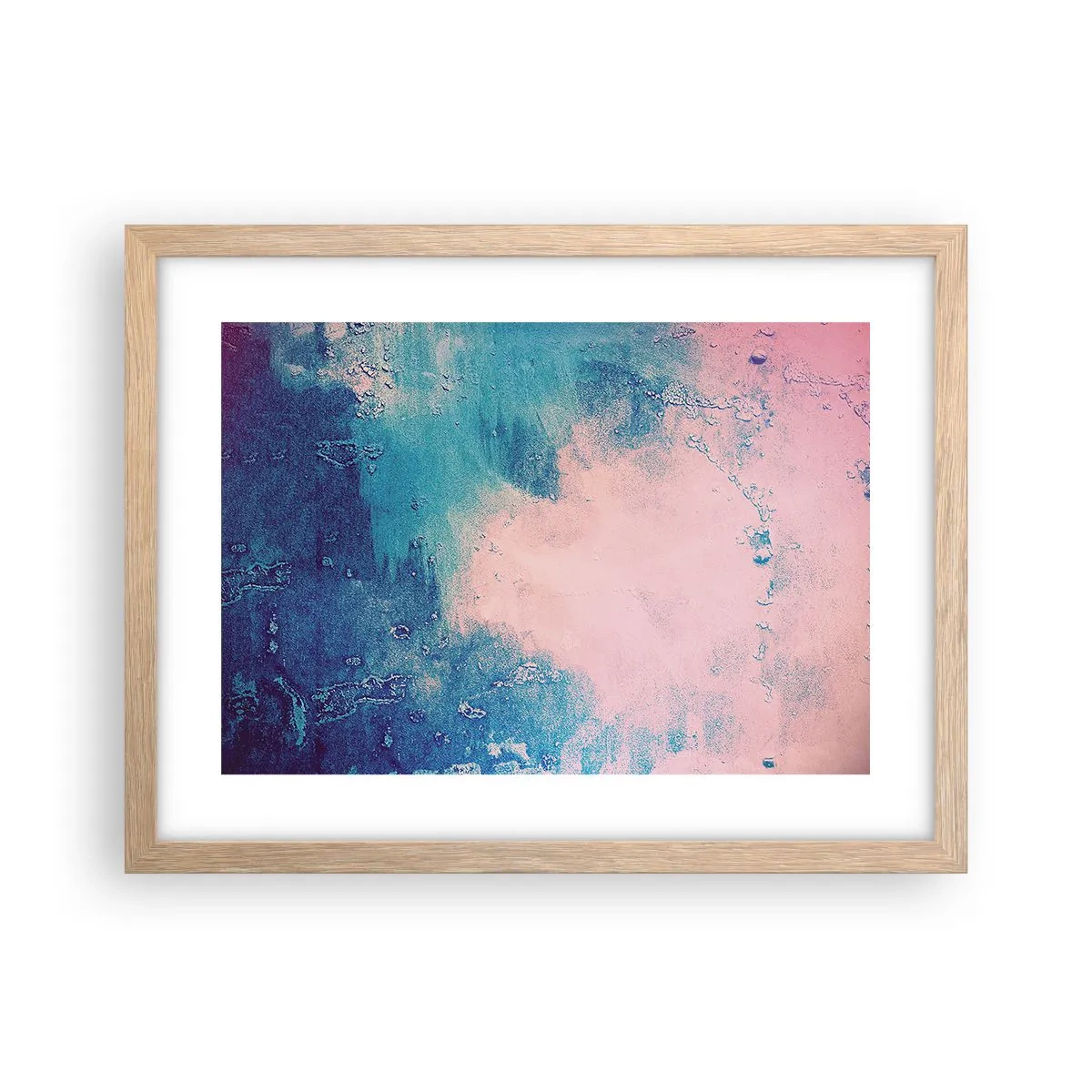 Poster în ramă de stejar deschis - Îmbrățișare albastră - 40x30 cm