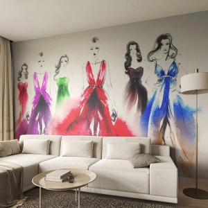 Tapet Standard Eco - Modă în stil de acuarelă - 100x70cm - Chef de ținute - Decorațiune modernă pentru perete pentru living și dormitor ARTTOR