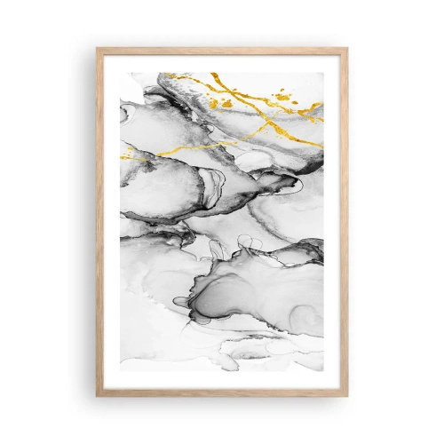 Poster în ramă de stejar deschis - Compoziție cu motiv auriu - 50x70 cm