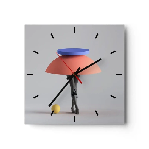 Ceas de perete - Ceas pe sticlă - Compoziție suprarealistă - 30x30 cm