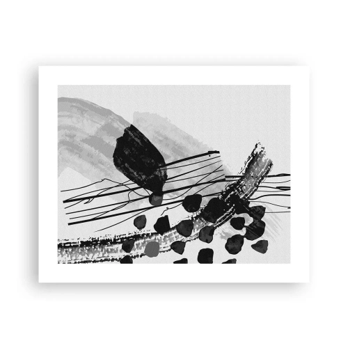 Poster - Abstracție organică în negru și alb - 50x40 cm