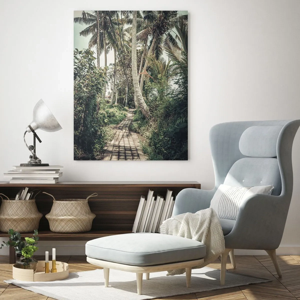 Tablou pe sticlă - Bulevardul cu palmieri - 70x100 cm