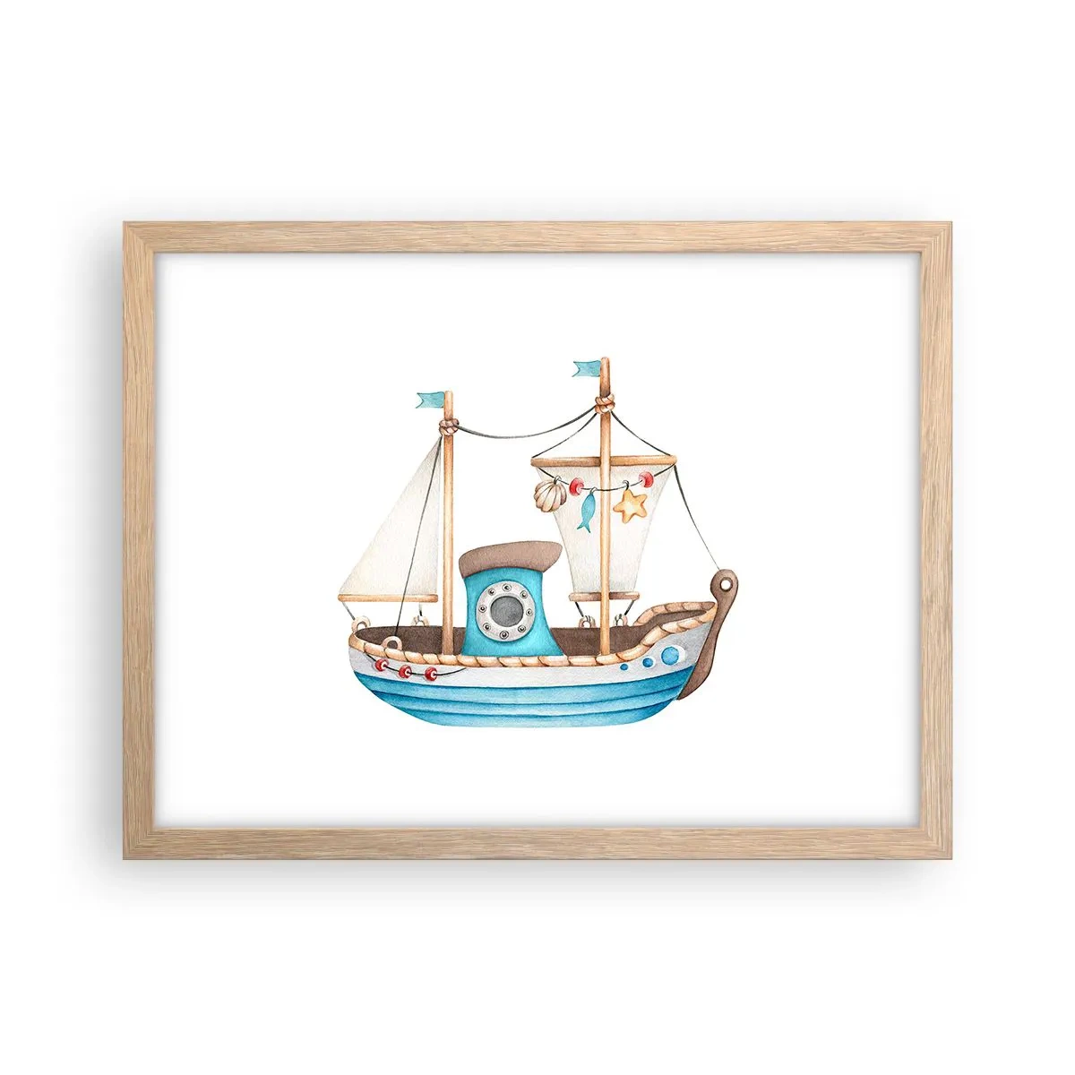 Poster în ramă de stejar deschis - Ahoy aventura! - 40x30 cm