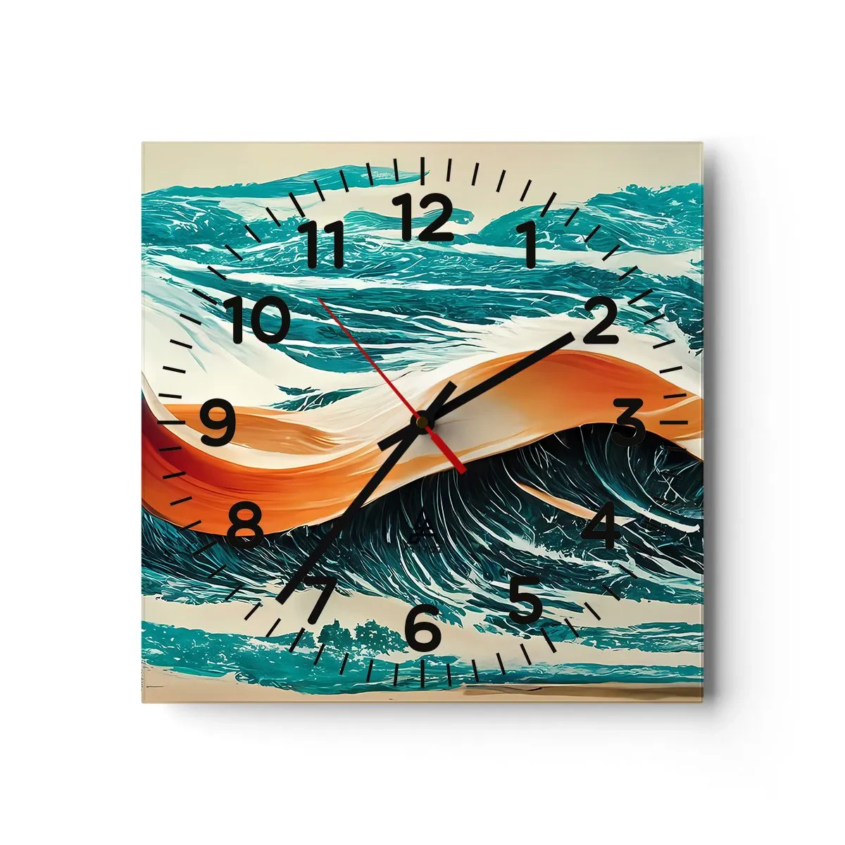 Ceas de perete - Ceas pe sticlă - Visul unui surfer - 30x30 cm