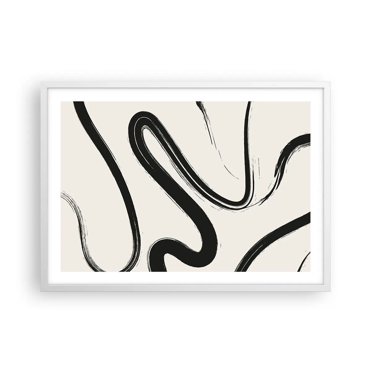 Poster în ramă albă - Capriciu în alb și negru - 70x50 cm