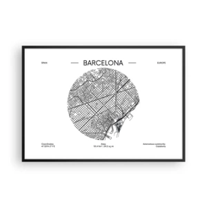 Poster în ramă neagră - Anatomia Barcelonei - 100x70 cm