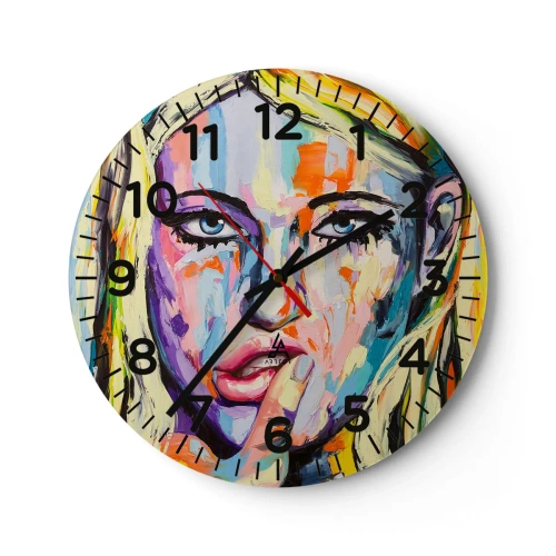 Ceas de perete - Ceas pe sticlă - Privește-o drept în ochi - 30x30 cm