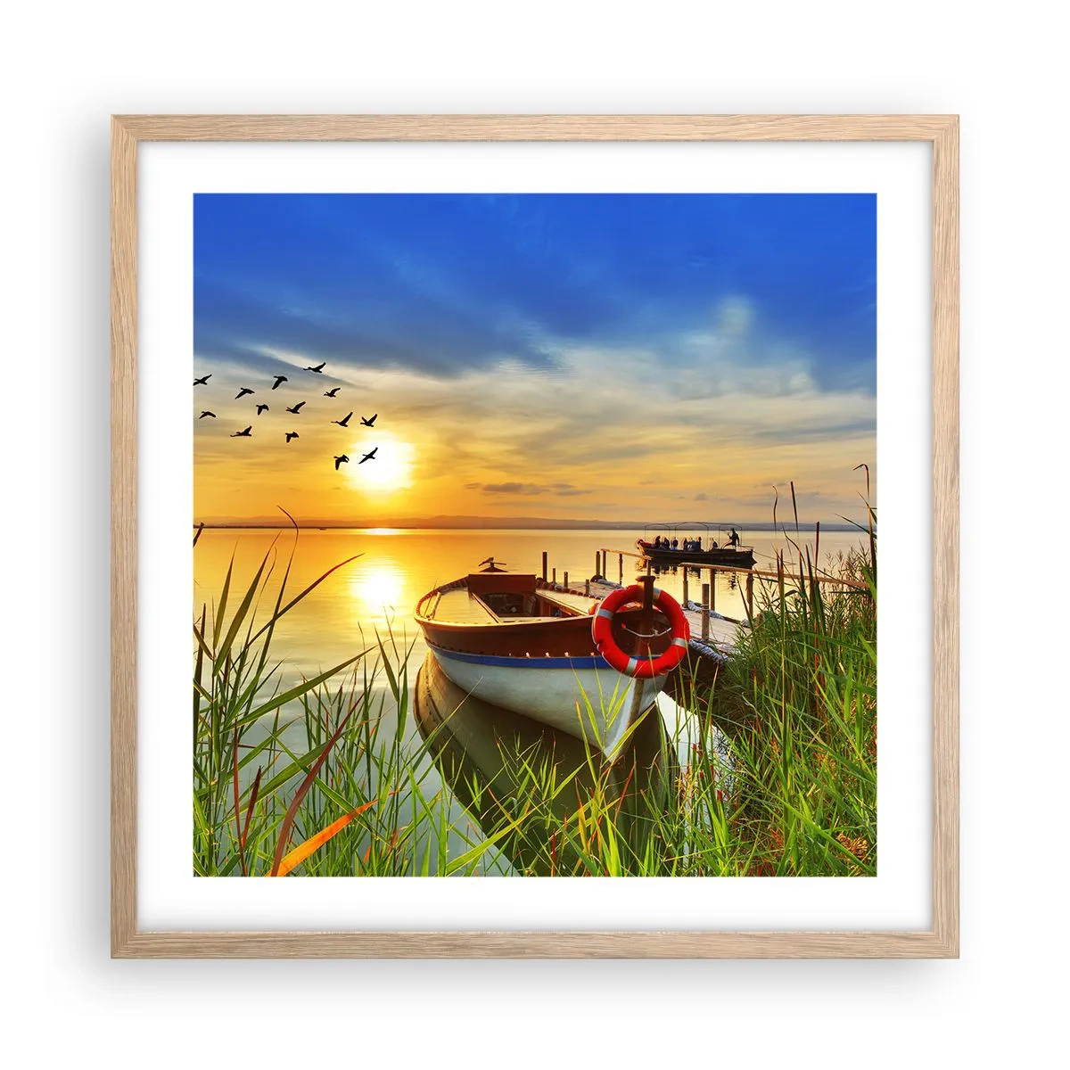 Poster în ramă de stejar deschis - Cormoranii pleacă deja - 50x50 cm