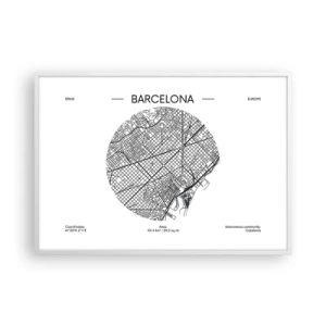 Poster în ramă albă - Anatomia Barcelonei - 100x70 cm