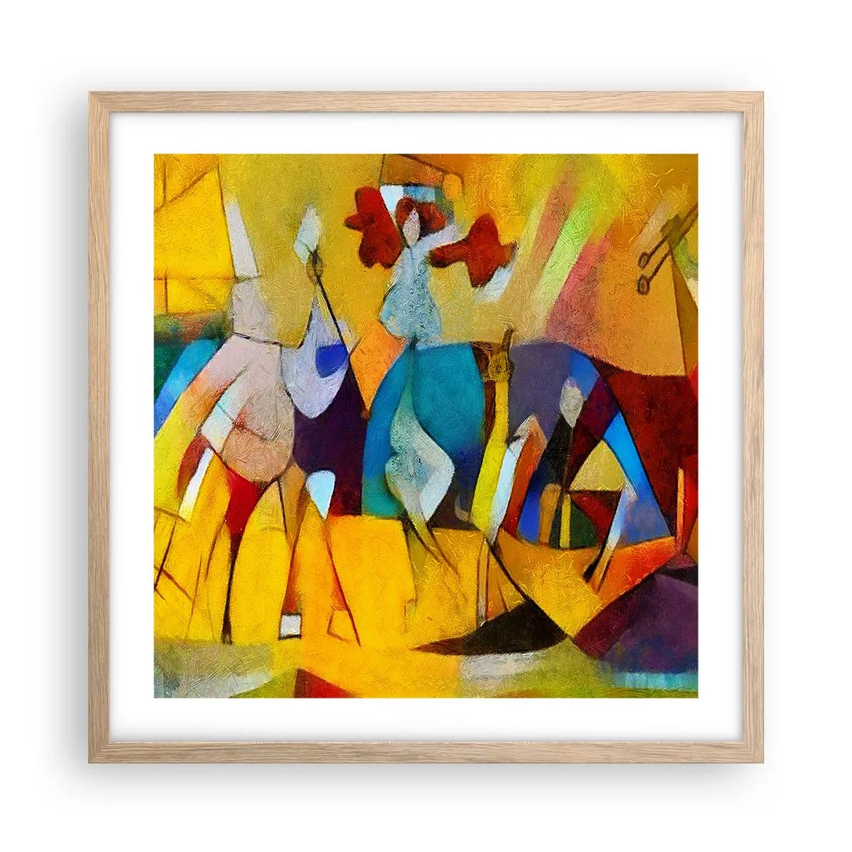 Poster în ramă de stejar deschis - Soare - viață - bucurie - 50x50 cm