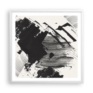 Poster în ramă albă - Abstracție - expresie de negru - 60x60 cm