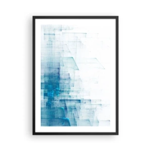 Poster în ramă neagră - Compoziție geometrică abstractă în nuanțe de albastru și alb - 50x70cm - Cum a apărut spațiul - Decorațiune modernă pentru perete pentru living și dormitor ARTTOR