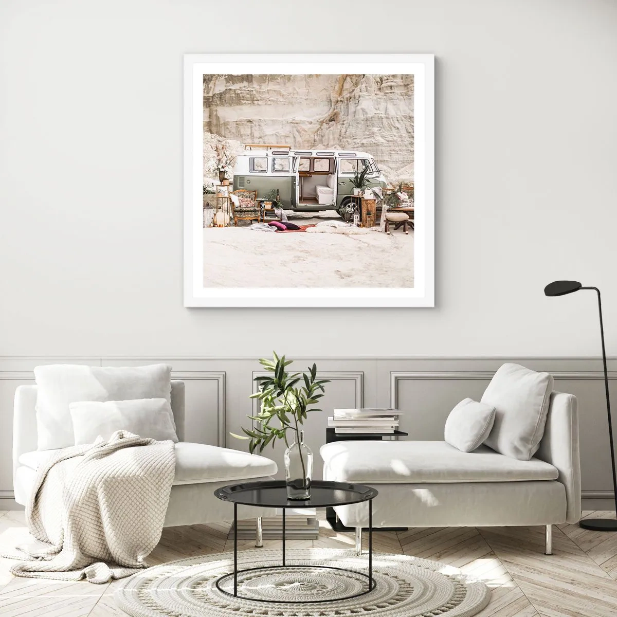 Poster în ramă albă - Să înceapă călătoria - 40x40 cm