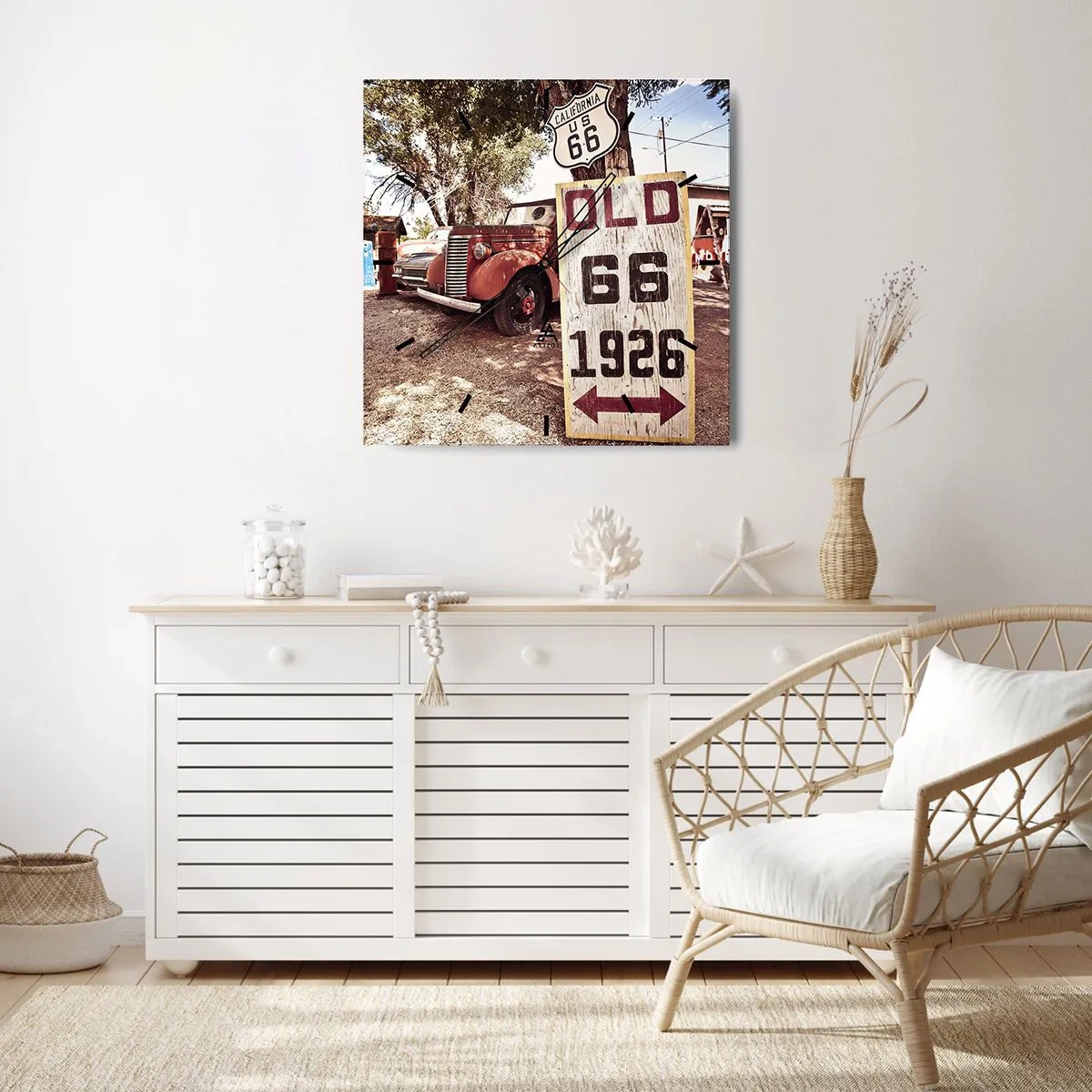 Ceas de perete - Ceas pe sticlă - O legendă provincială americană - 30x30 cm