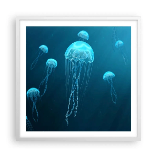 Poster în ramă albă - Dansul oceanic - 60x60 cm