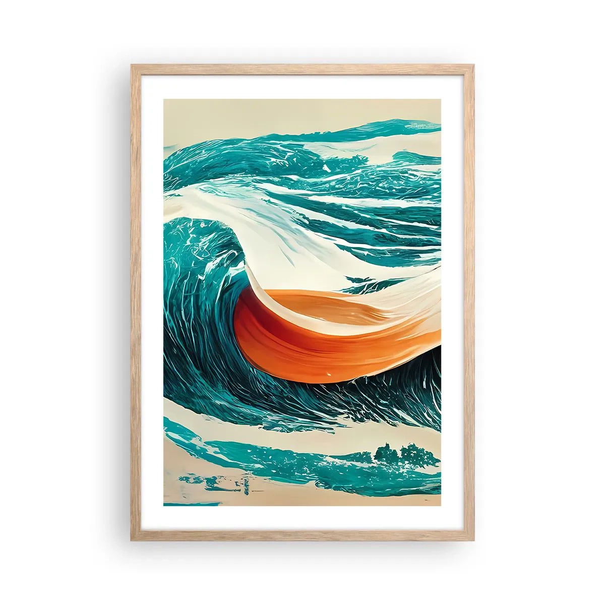Poster în ramă de stejar deschis - Visul unui surfer - 50x70 cm