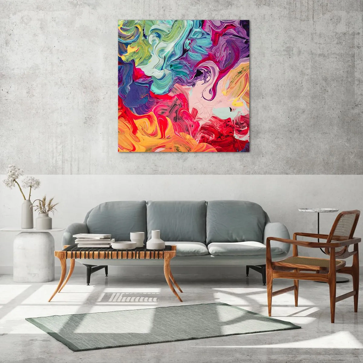 Tablou pe sticlă - Nașterea culorii - 70x70 cm