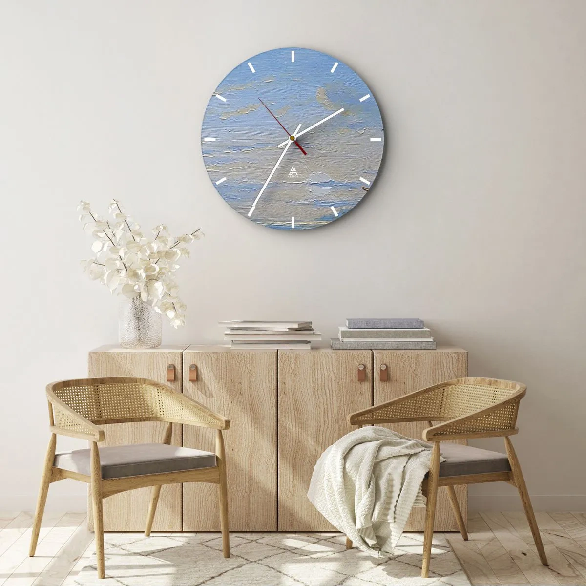 Ceas de perete - Ceas pe sticlă - Apă, pământ, aer - 40x40 cm