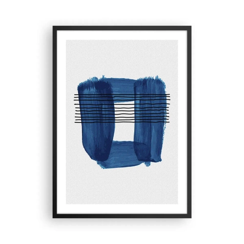 Poster în ramă neagră - Compoziție abstractă în nuanțe de albastru - 50x70cm - Compoziție albastru-negru - Decorațiune modernă pentru perete pentru living și dormitor ARTTOR