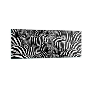 Tablou pe sticlă - Portret de grup cu dungi - 140x50 cm