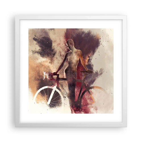 Poster în ramă albă - În forme de marmură sufletul ciclist - 40x40 cm