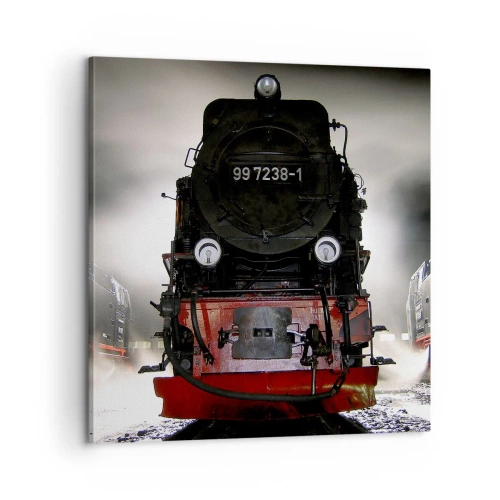 Tablou pe pânză - Stă și pufuie, geme și suflă... - 60x60 cm