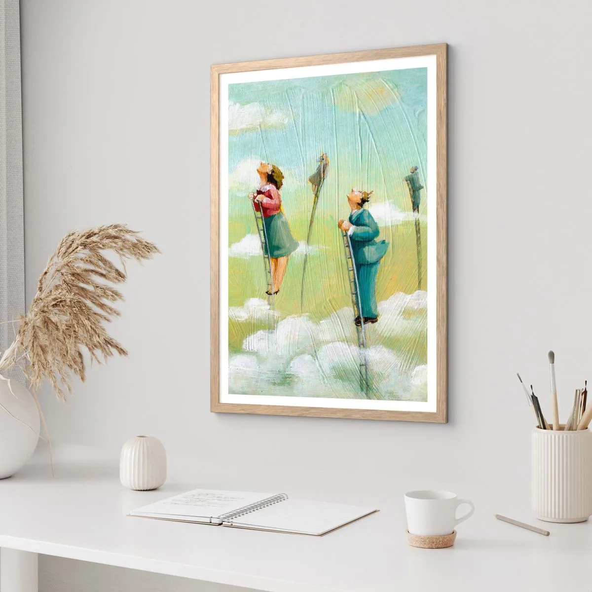 Poster în ramă de stejar deschis - Urmează-ți visul - 30x40 cm