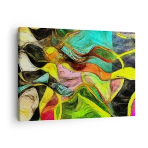 Tablou pe pânză Canvas - O compoziție abstractă cu pete colorate și linii dinamice. - 70x50cm - Mișcarea este viață - Decorațiune modernă pentru perete pentru living și dormitor ARTTOR