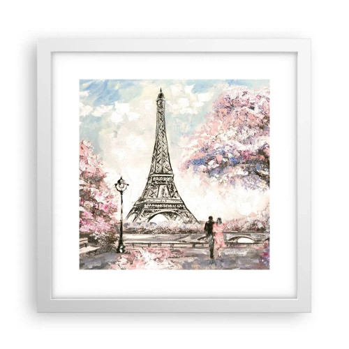 Poster în ramă albă - Plimbare în aprilie la Paris - 30x30 cm