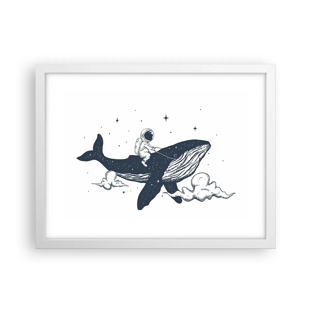 Poster în ramă albă - Aventura spațială - 40x30 cm