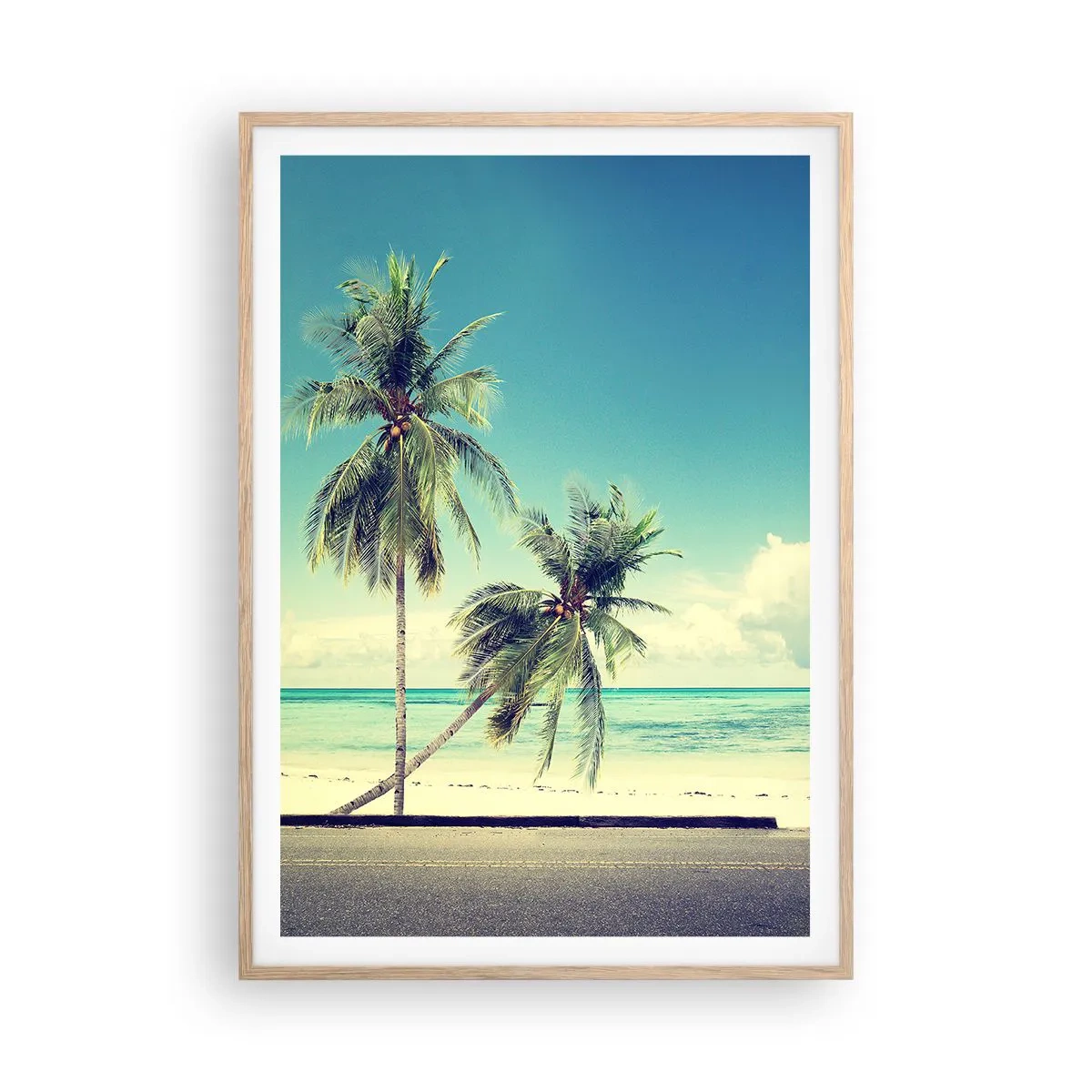 Poster în ramă de stejar deschis - Să înceapă vacanța - 70x100 cm
