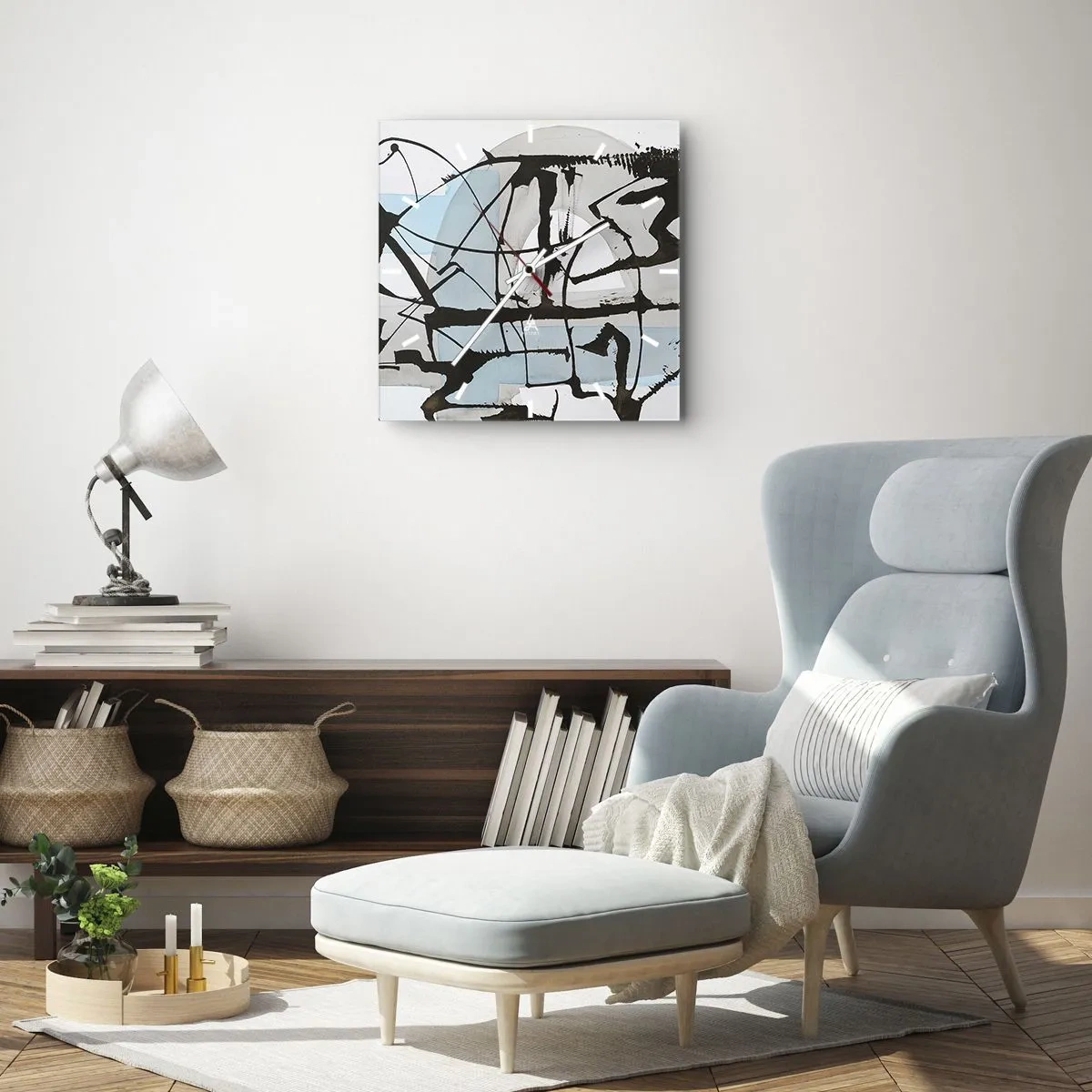 Ceas de perete - Ceas pe sticlă - Cu toate acestea, albastru - 30x30 cm