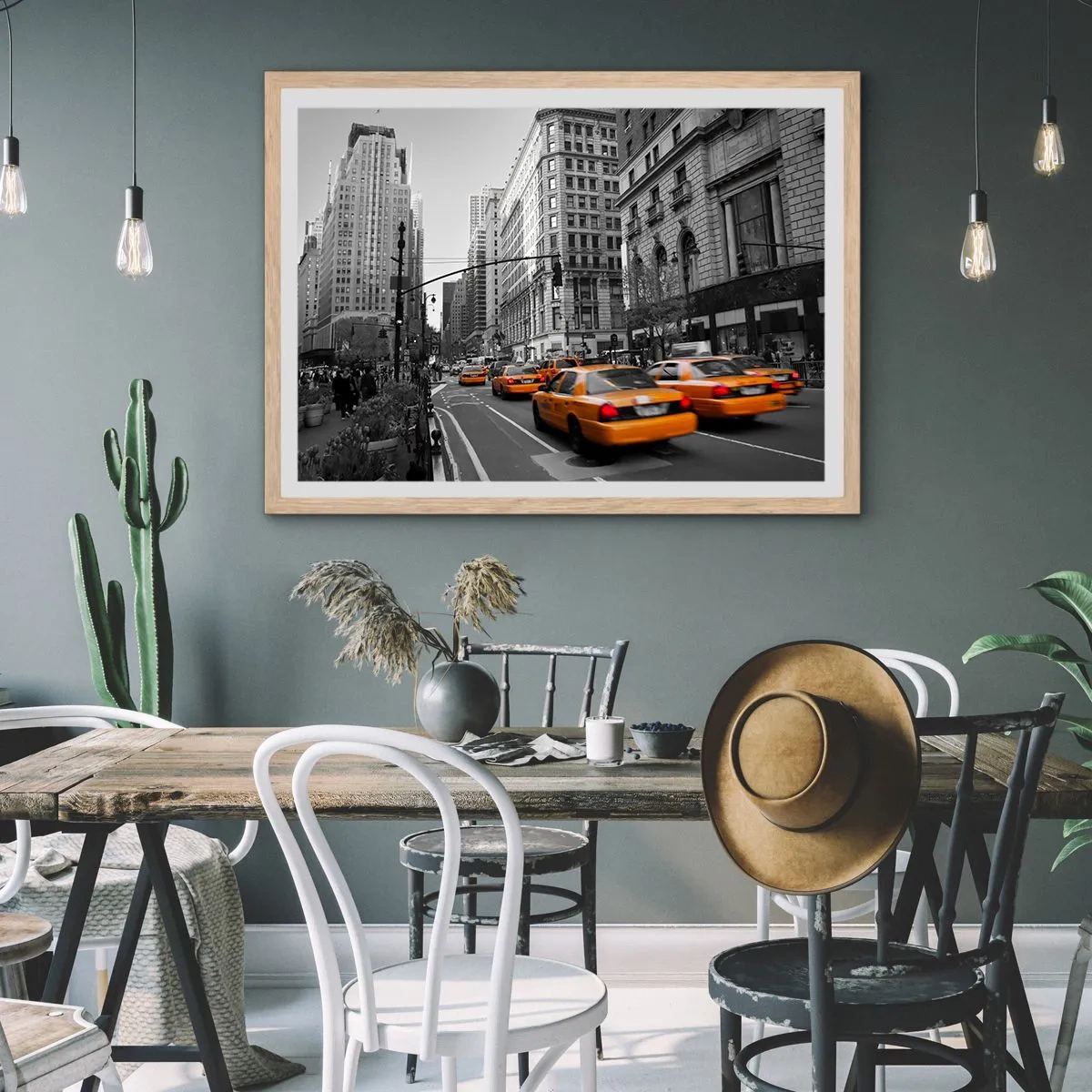 Poster în ramă de stejar deschis - Soarele marelui oraș - 40x30 cm