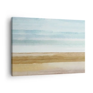 Tablou pe pânză Canvas - Peisaj abstract de plajă în nuanțe pastelate - 70x50cm - Serenitate - Decorațiune modernă pentru perete pentru living și dormitor ARTTOR