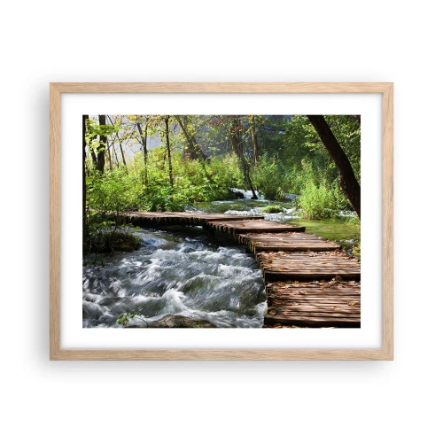 Poster în ramă de stejar deschis - Cascadă spumoasă - 50x40 cm