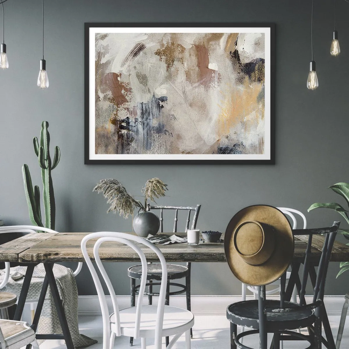 Poster în ramă neagră - Abstracție cețoasă - 100x70 cm